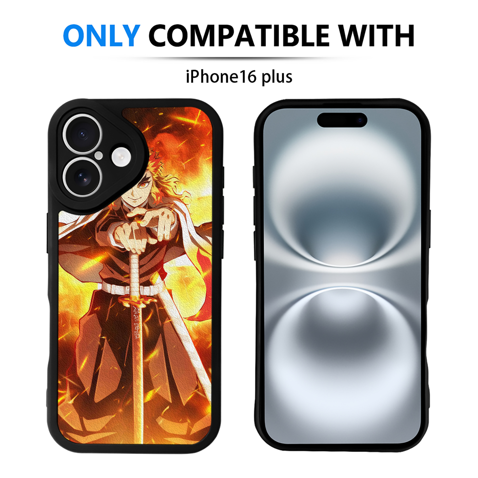 （画像用） 炎柱-煉󠄁獄 杏寿郎／れんごく きょうじゅろう Rengoku Kyoujurou 【iPhone 16シリーズ対応】シリコンスマホケース（レザー調） 材質：シリコン